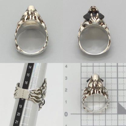 Gucci Crystal Lion Head Ring Black Aging Finish Metal — view 8