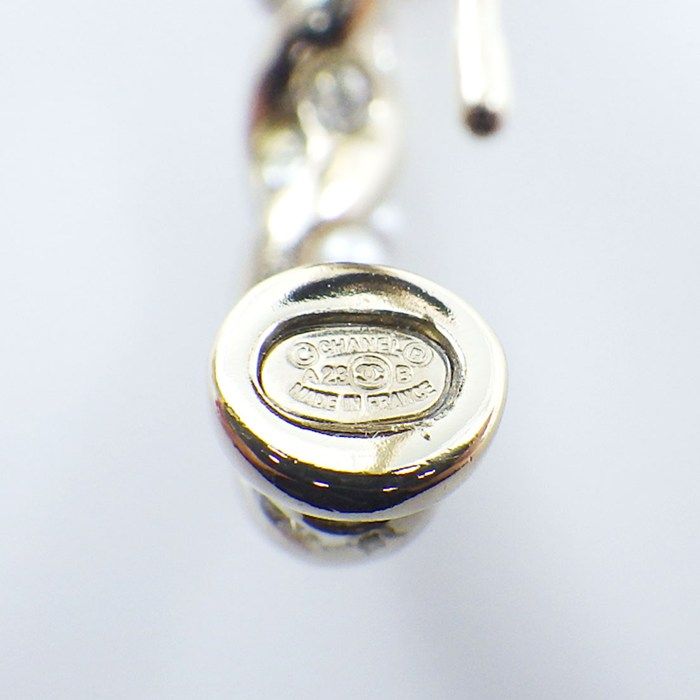 Chanel Earrings CC Logo Hoop Line Stone Imitation Pearl — view 3
