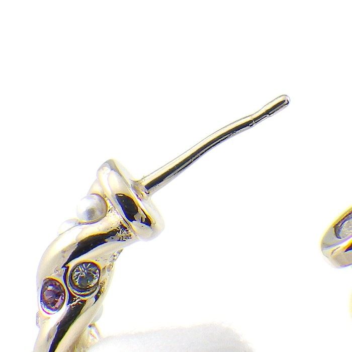 Chanel Earrings CC Logo Hoop Line Stone Imitation Pearl — view 4