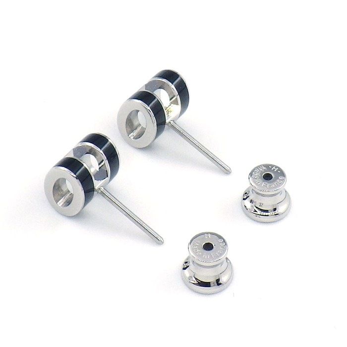 Hermes Earrings Pop Mini Black Lacquer Metal — view 2