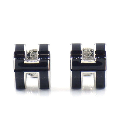 Hermes Earrings Pop Mini Black Lacquer Metal
