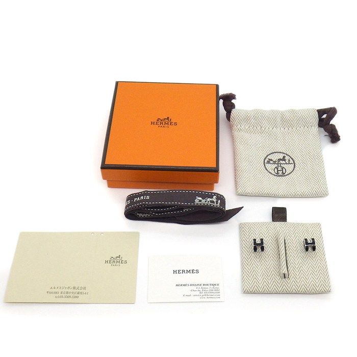 Hermes Earrings Pop Mini Black Lacquer Metal — view 7