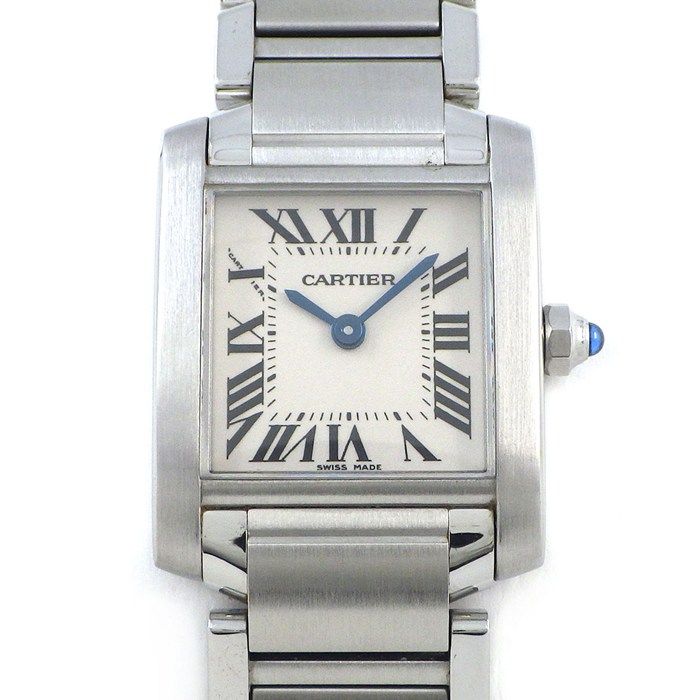 Cartier Watch Tank Francaise SM Square Ivory Dial SS Quartz Analog