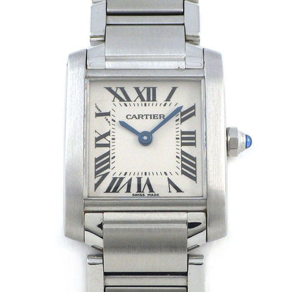 Cartier Watch Tank Francaise SM Square Ivory Dial SS Quartz Analog