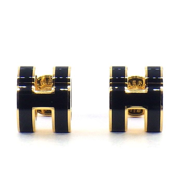 Hermes Earrings Pop Mini Black Lacquer