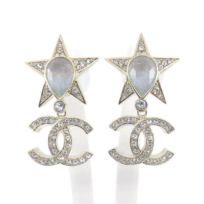 Chanel Earrings CC Logo Resin Line Stone
