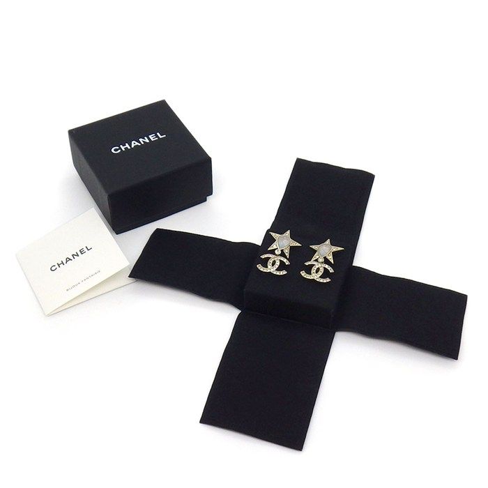 Chanel Earrings CC Logo Resin Line Stone — view 5