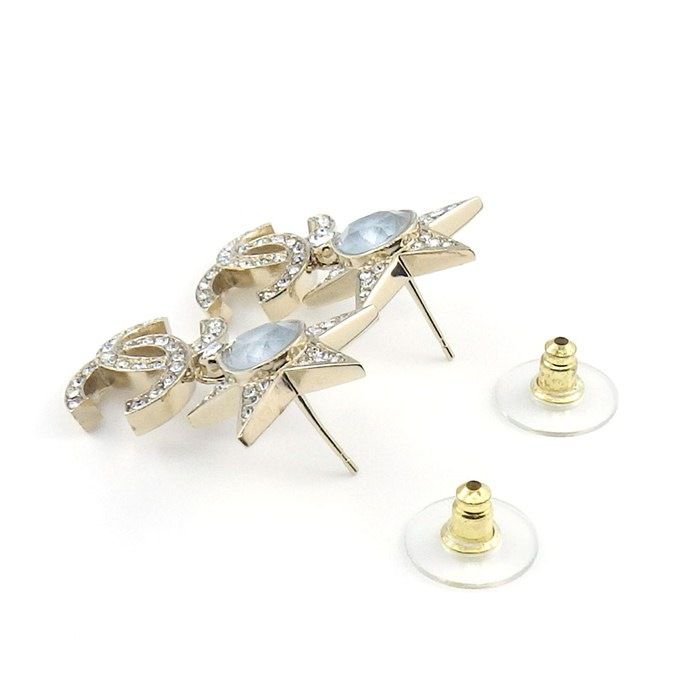 Chanel Earrings CC Logo Resin Line Stone — view 2