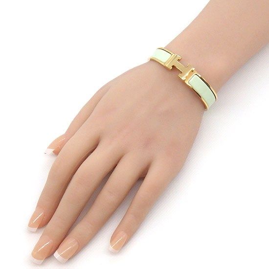 Hermes Bangle Click PM Vert Fizz Enamel Bracelet — view 6