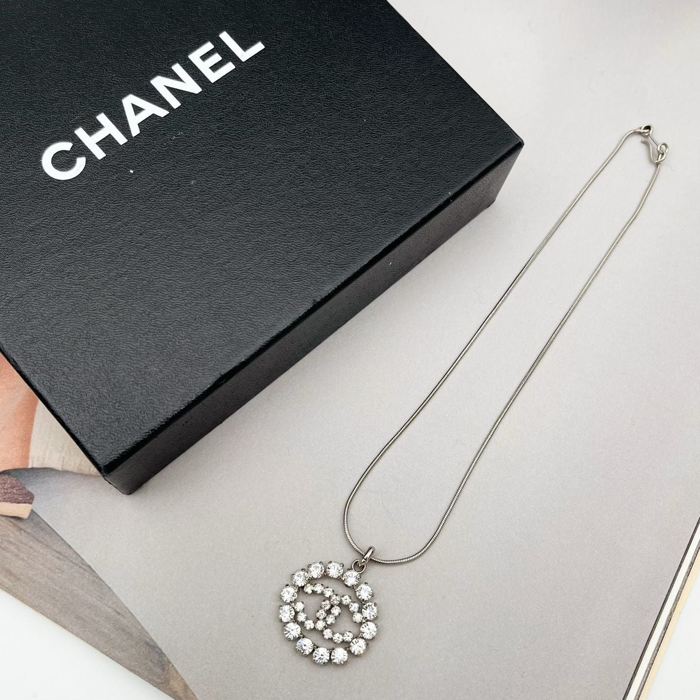 Chanel CC Logo Line Stone Necklace — view 2