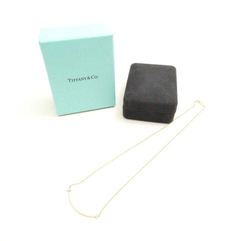 Tiffany & Co T Smile Pendant Yellow Gold Diamond Small Necklace