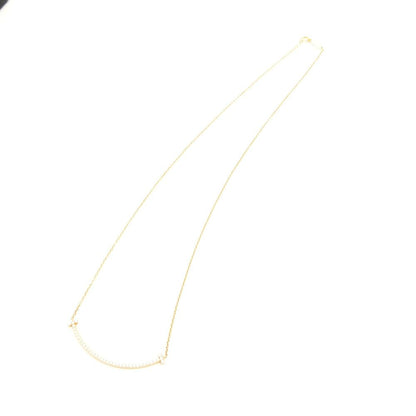 Tiffany & Co T Smile Pendant Yellow Gold Diamond Small Necklace — view 2