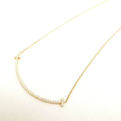 Tiffany & Co T Smile Pendant Yellow Gold Diamond Small Necklace — view 3