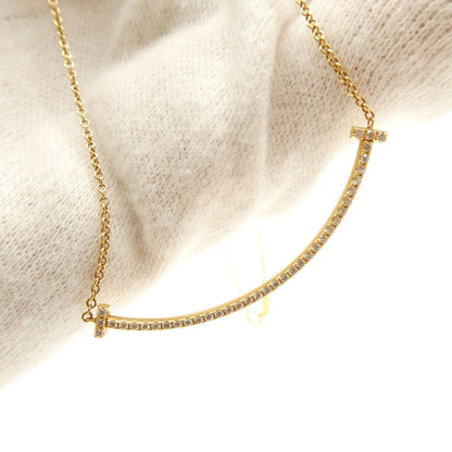 Tiffany & Co T Smile Pendant Yellow Gold Diamond Small Necklace — view 9