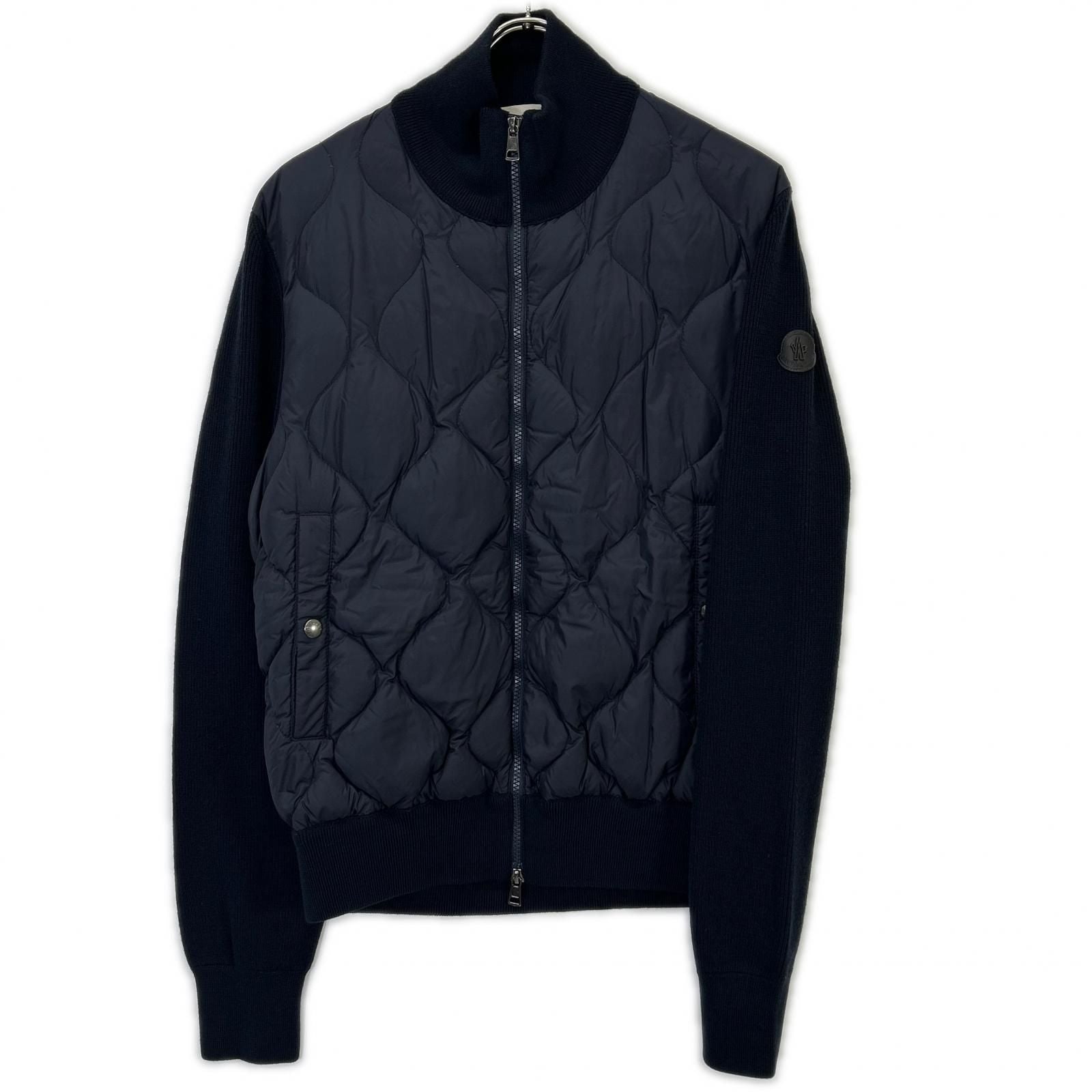 Moncler Mon Cles Navy Maglione Tricot Cardigan Knit Contrast Down Jacket