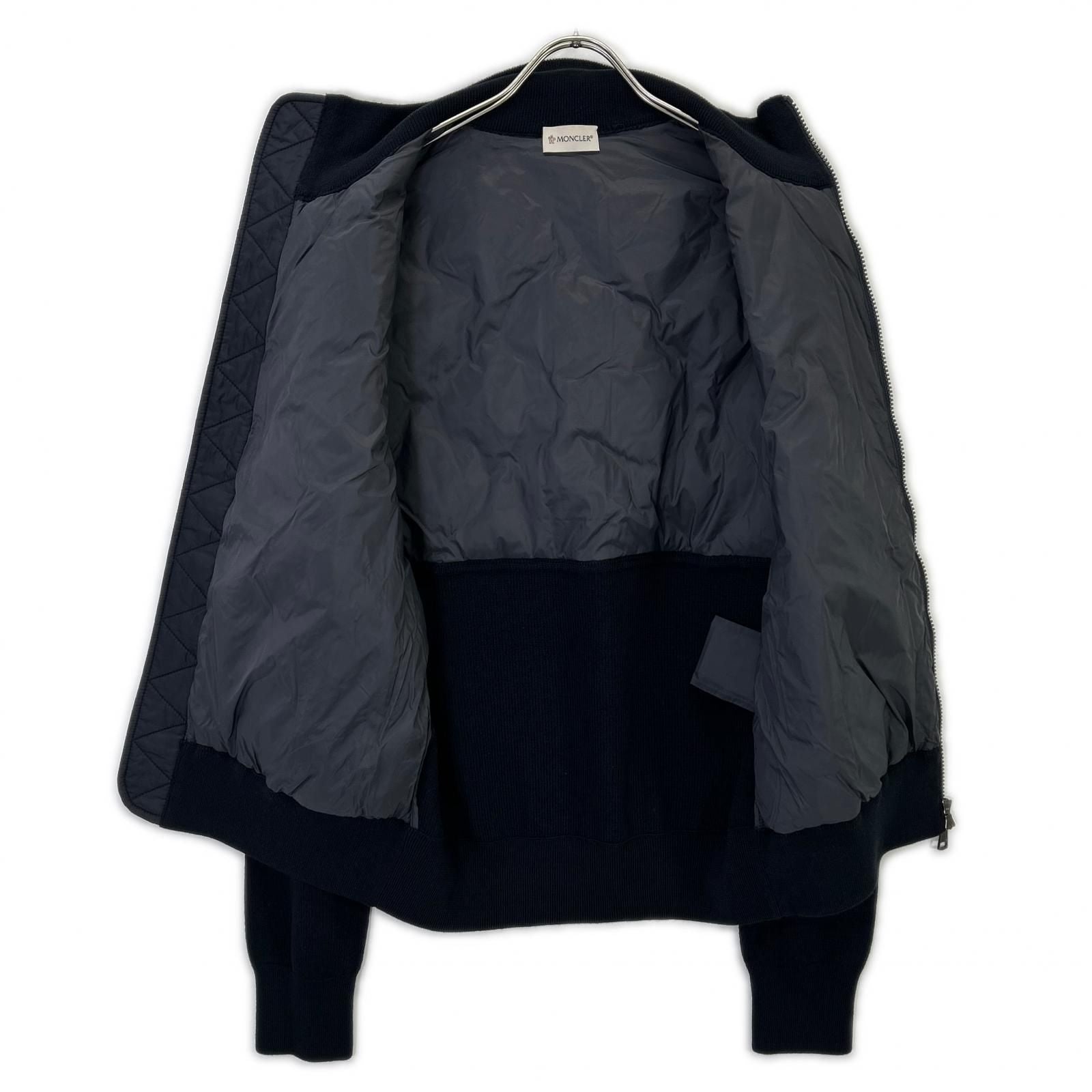 Moncler Mon Cles Navy Maglione Tricot Cardigan Knit Contrast Down Jacket — view 3