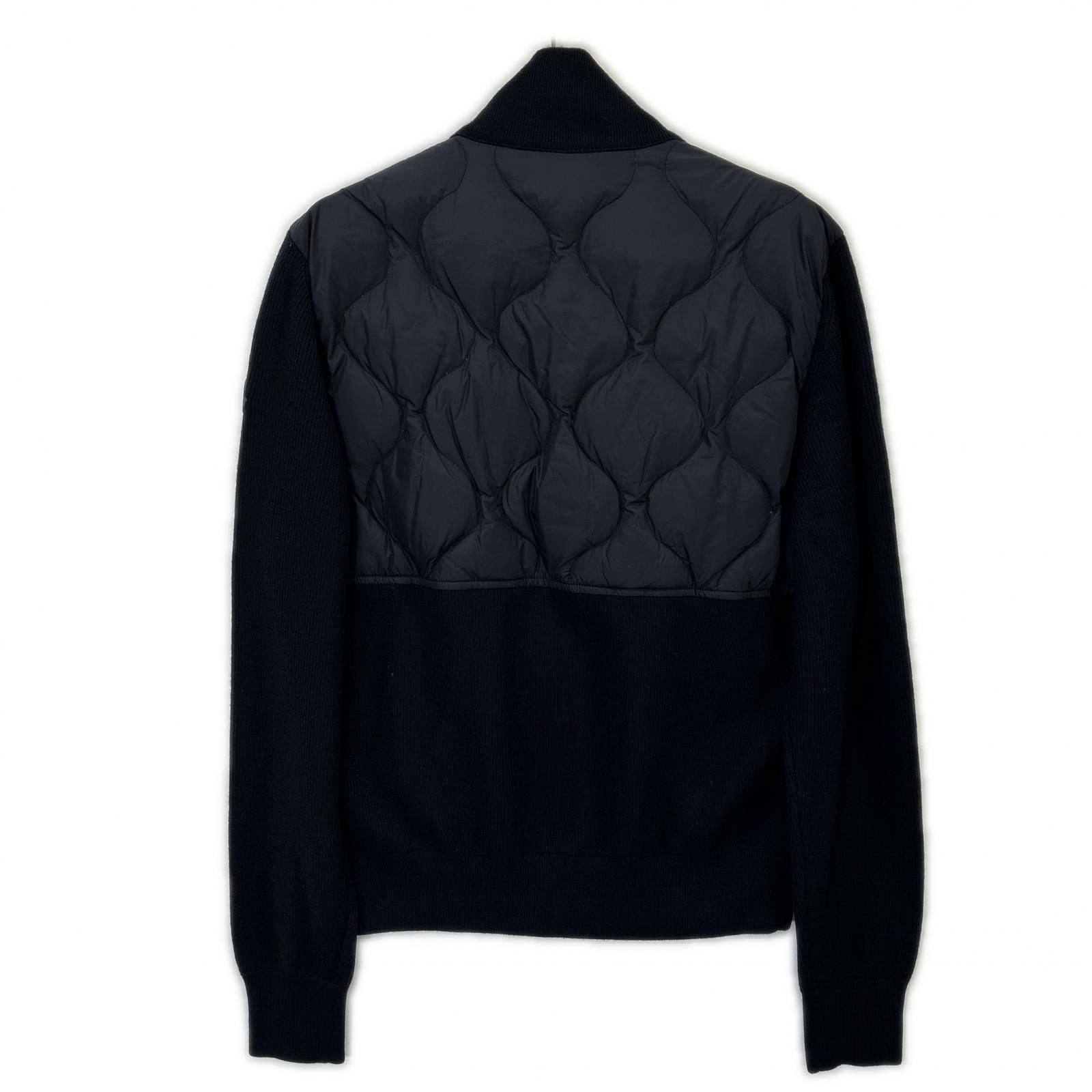 Moncler Mon Cles Navy Maglione Tricot Cardigan Knit Contrast Down Jacket — view 2