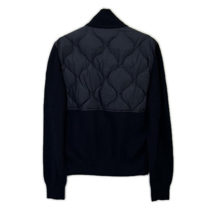 Moncler Mon Cles Navy Maglione Tricot Cardigan Knit Contrast Down Jacket — view 2
