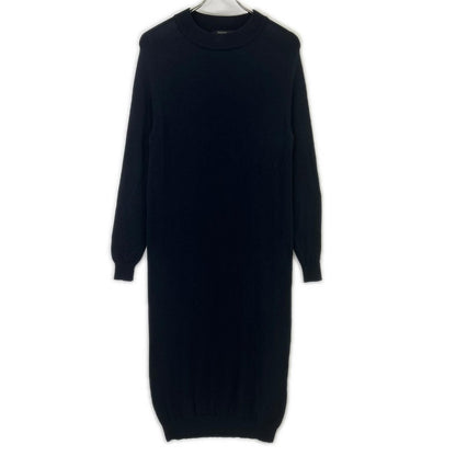 Max Maraweekend Navy Silk Wool Mock Neck Knit Dress
