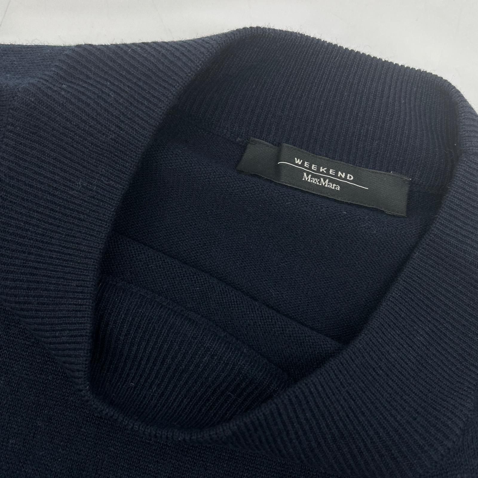 Max Maraweekend Navy Silk Wool Mock Neck Knit Dress — view 7