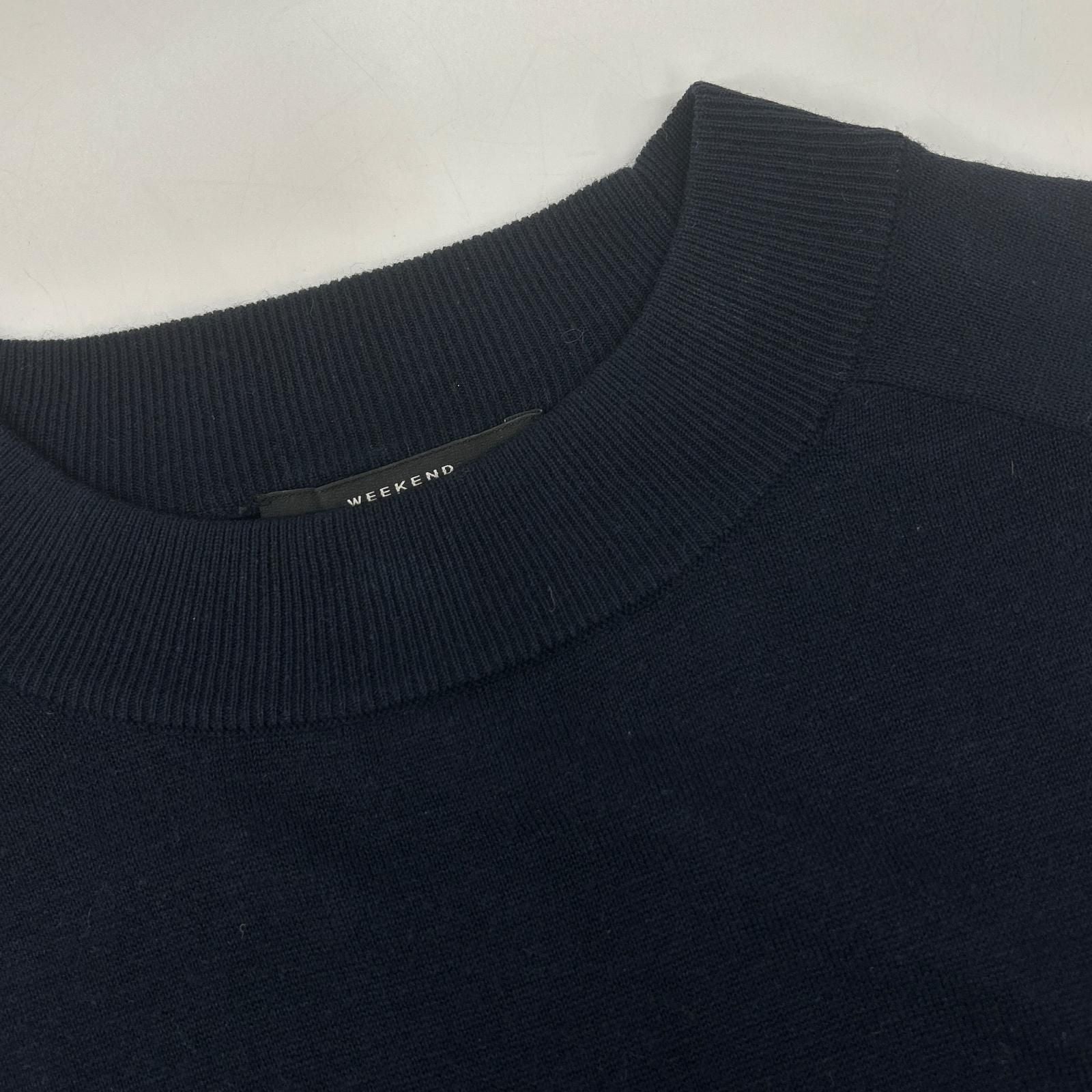 Max Maraweekend Navy Silk Wool Mock Neck Knit Dress — view 6