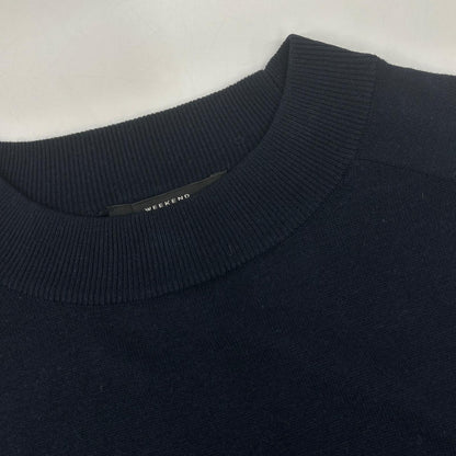 Max Maraweekend Navy Silk Wool Mock Neck Knit Dress — view 6