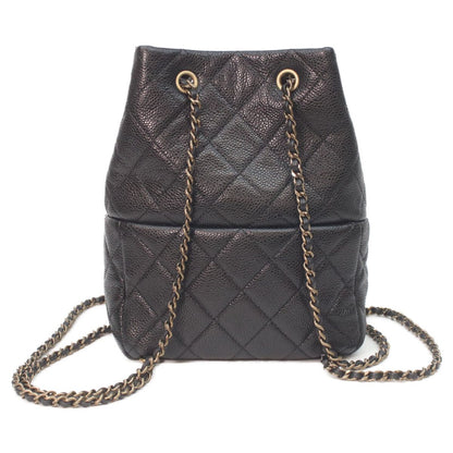 Chanel Black Caviar Leather Gold Quilted Chain Backpack — view 3