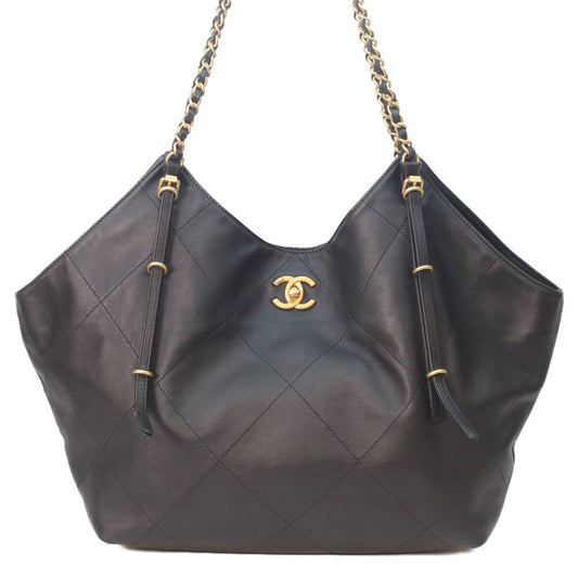 Chanel Black Calfskin Shopping Tote