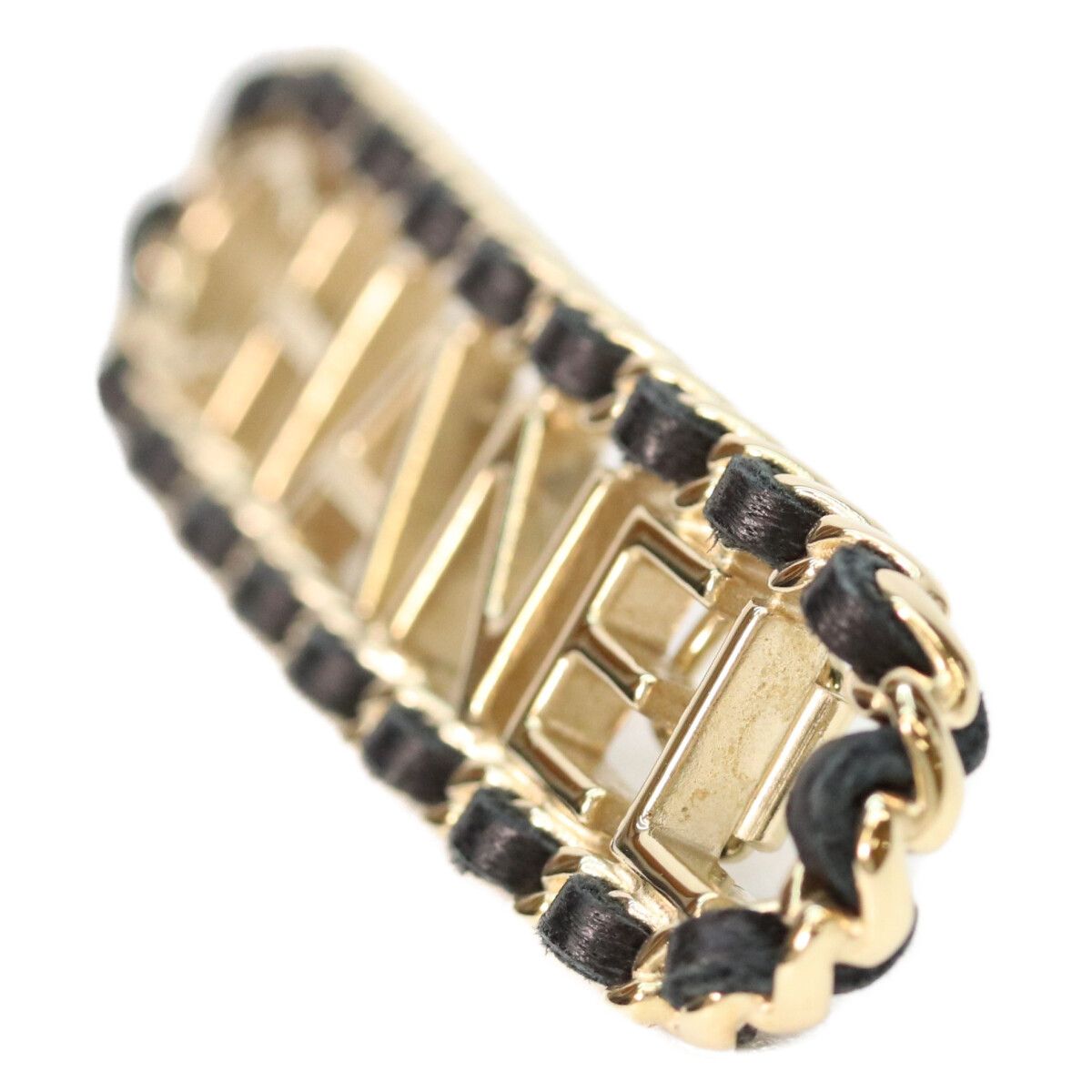 Chanel Gold Black Braided Logo Hair Clip — view 2