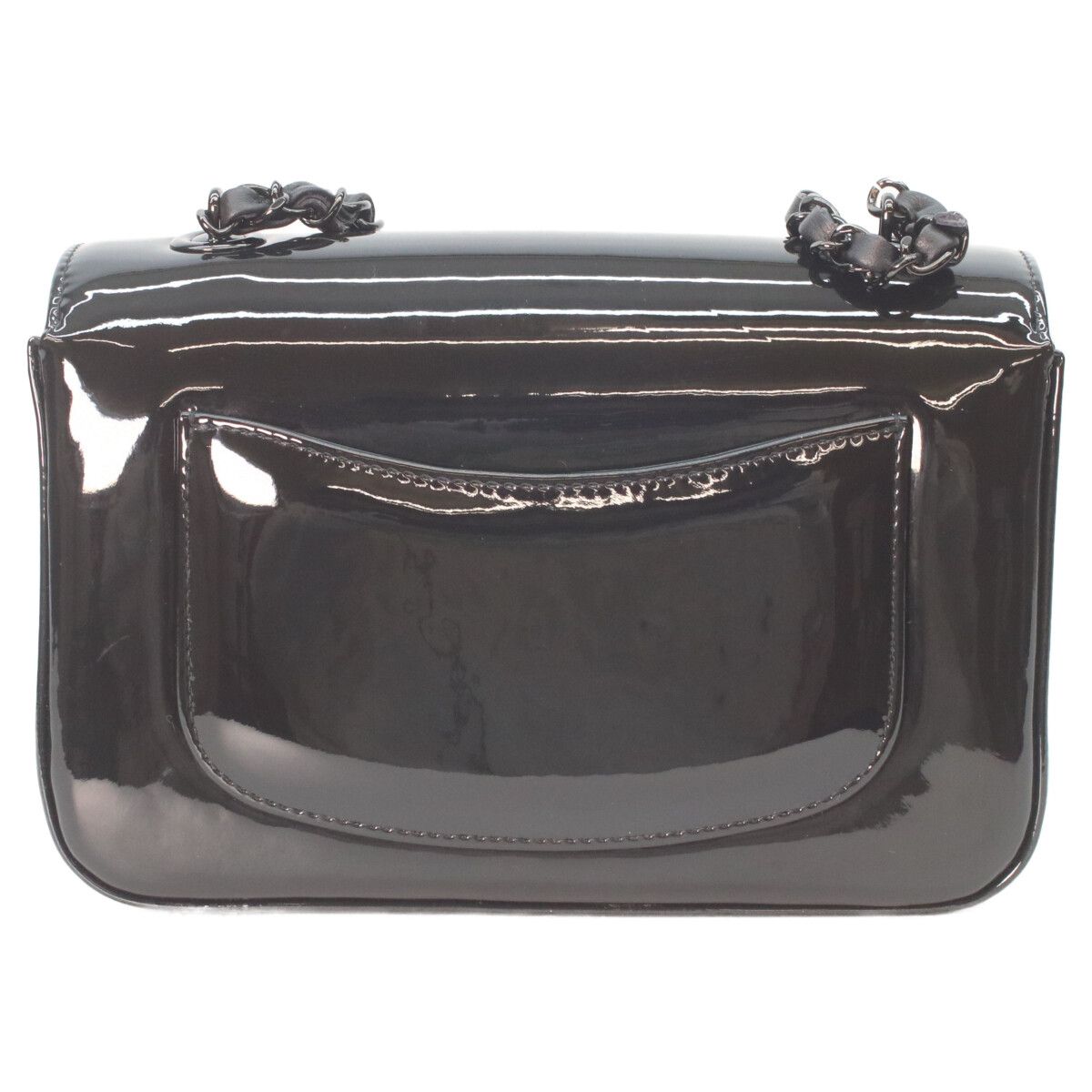 Chanel Sole Black Single Flap Patent Camellia Small Chain Bag — view 3