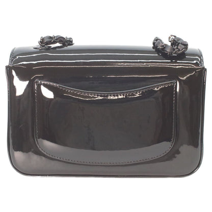 Chanel Sole Black Single Flap Patent Camellia Small Chain Bag — view 3
