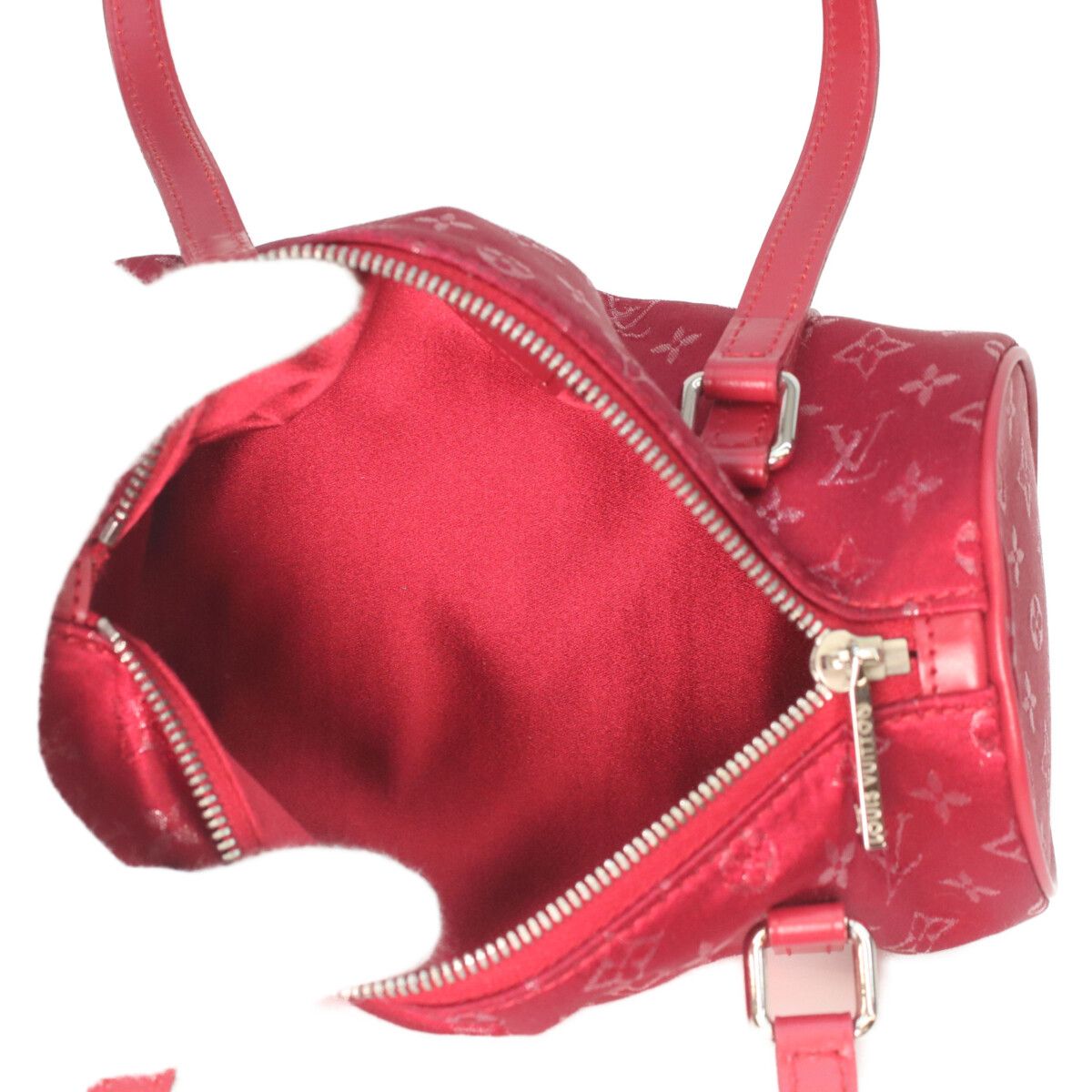 Louis Vuitton Red Monogram Satin Little Papillon Handbag — view 7