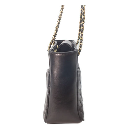 Chanel Black Shiny Lambskin Gold Small Shopping Tote — view 2