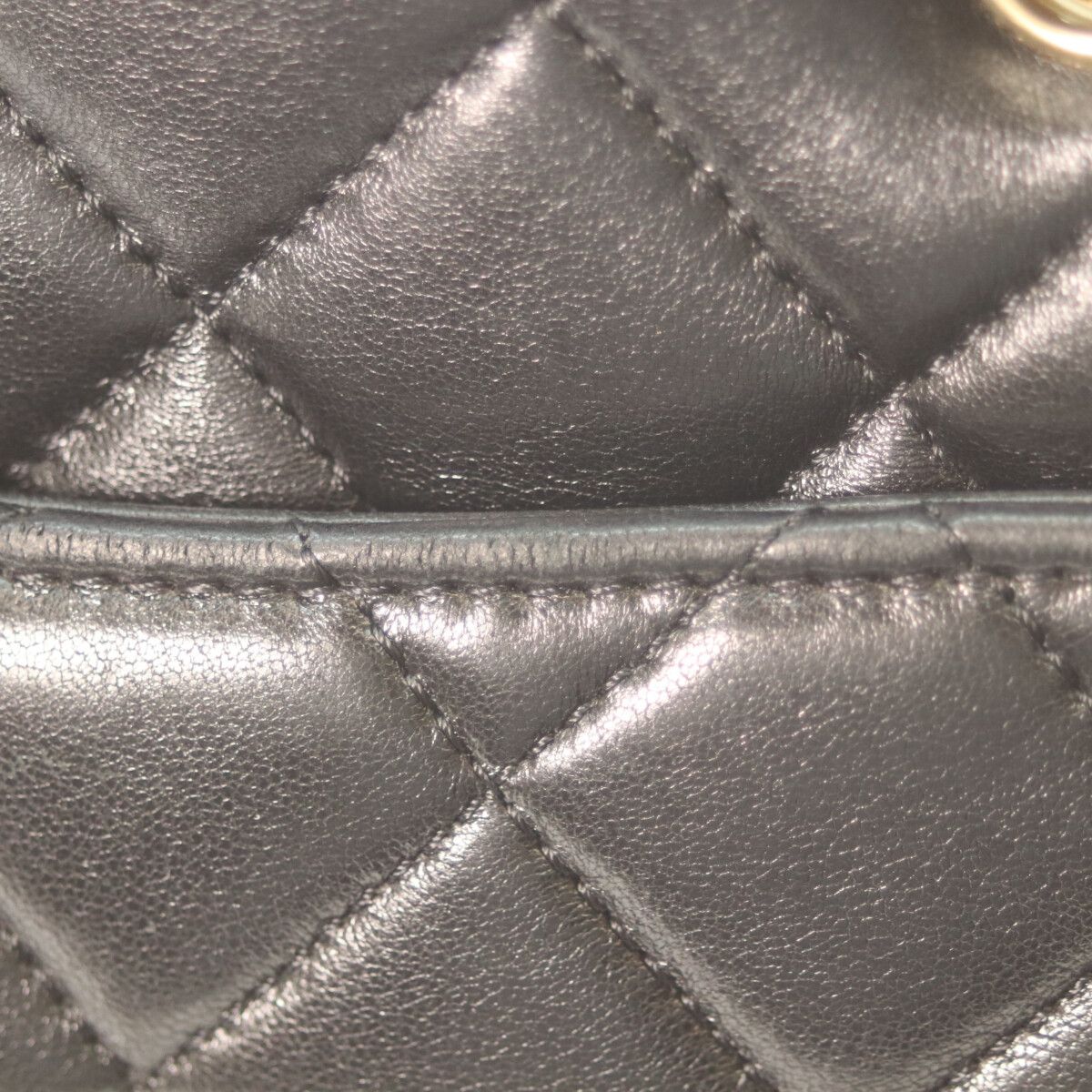 Chanel Black Shiny Lambskin Gold Small Shopping Tote — view 7