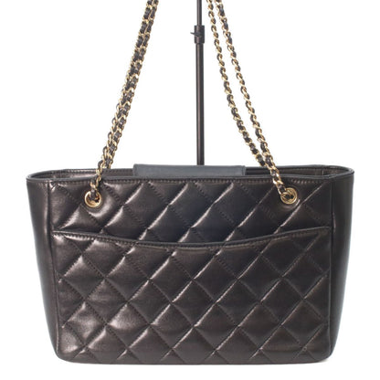 Chanel Black Shiny Lambskin Gold Small Shopping Tote — view 3