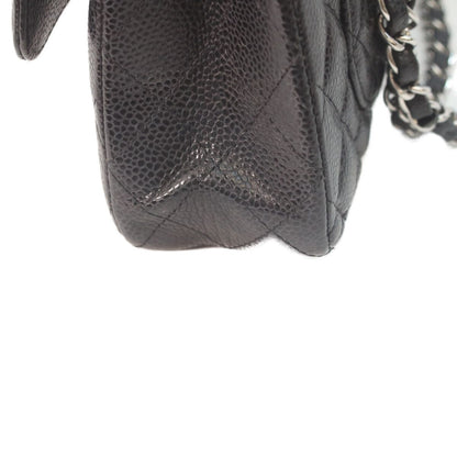 Chanel Black Caviar Silver Double Flap Quilted 23 Chain Shoulder Bag — view 6