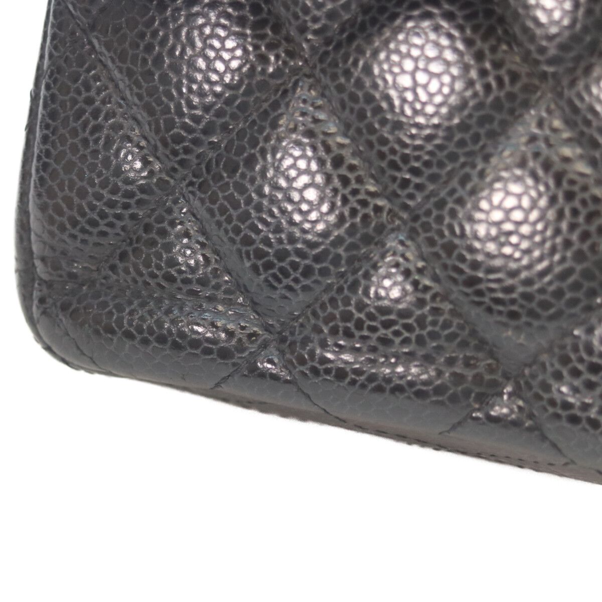 Chanel Black Caviar Silver Double Flap Quilted 23 Chain Shoulder Bag — view 9