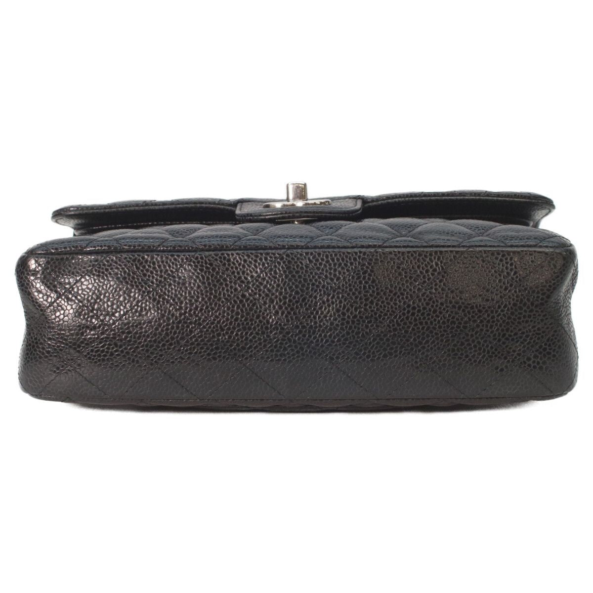 Chanel Black Caviar Silver Double Flap Quilted 23 Chain Shoulder Bag — view 5