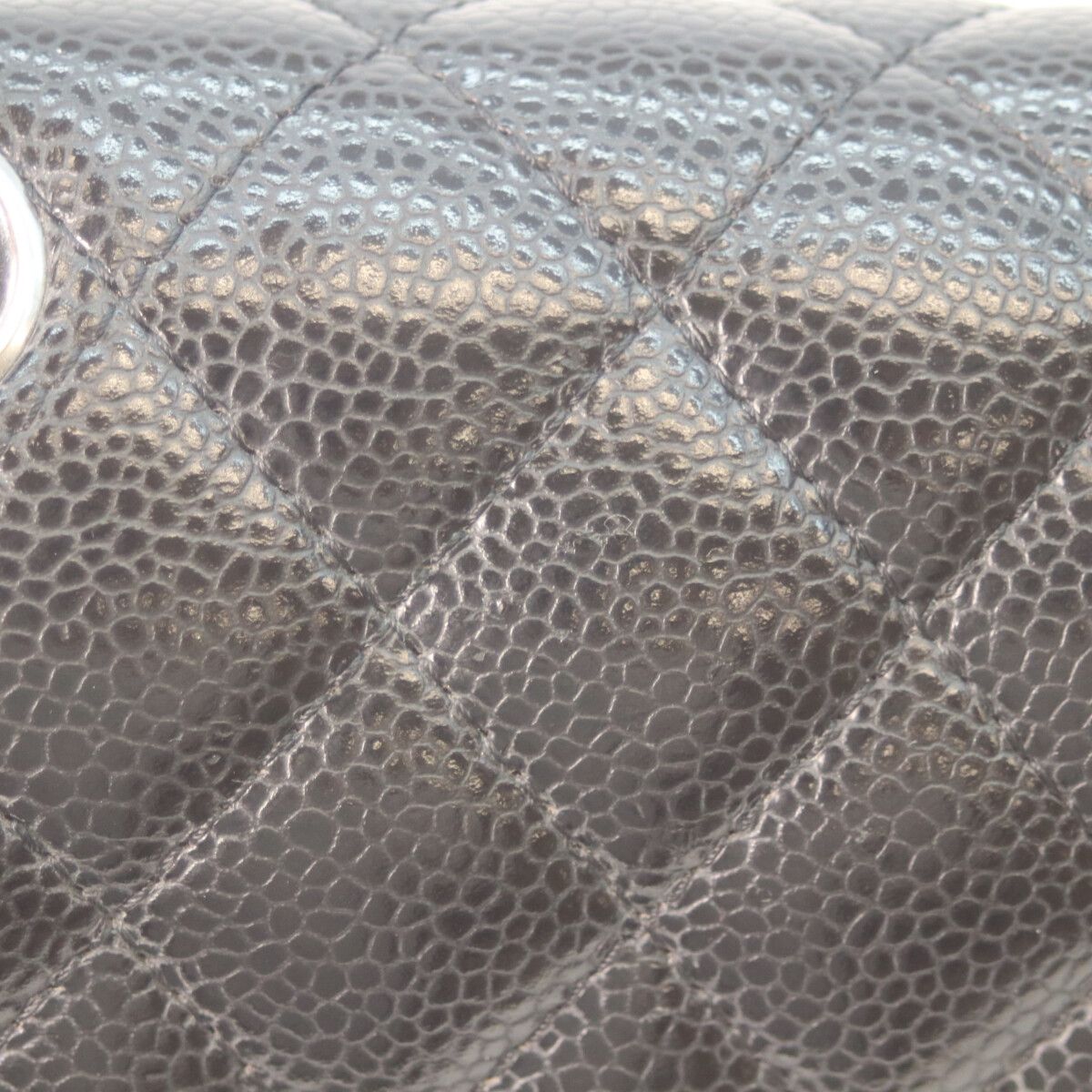 Chanel Black Caviar Silver Double Flap Quilted 23 Chain Shoulder Bag — view 8