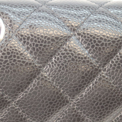 Chanel Black Caviar Silver Double Flap Quilted 23 Chain Shoulder Bag — view 8