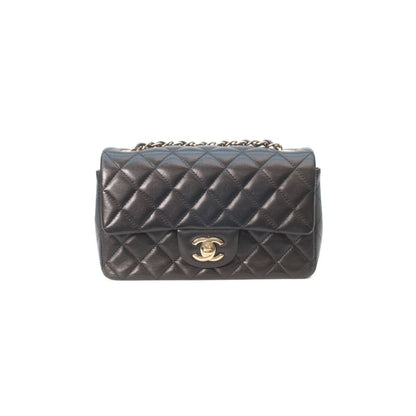 Chanel Black Lamb Gold Mini Quilted 20 Chain Shoulder Bag