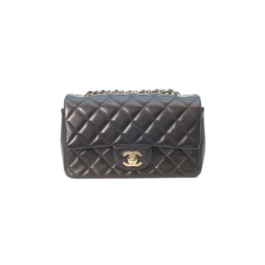 Chanel Black Lamb Gold Mini Quilted 20 Chain Shoulder Bag