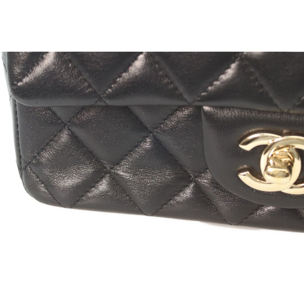 Chanel Black Lamb Gold Mini Quilted 20 Chain Shoulder Bag — view 7