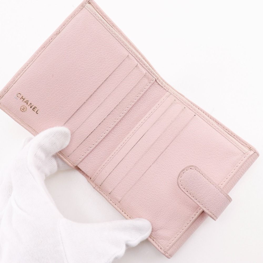 Chanel Camellia Leather Pink Bifold Wallet — view 4