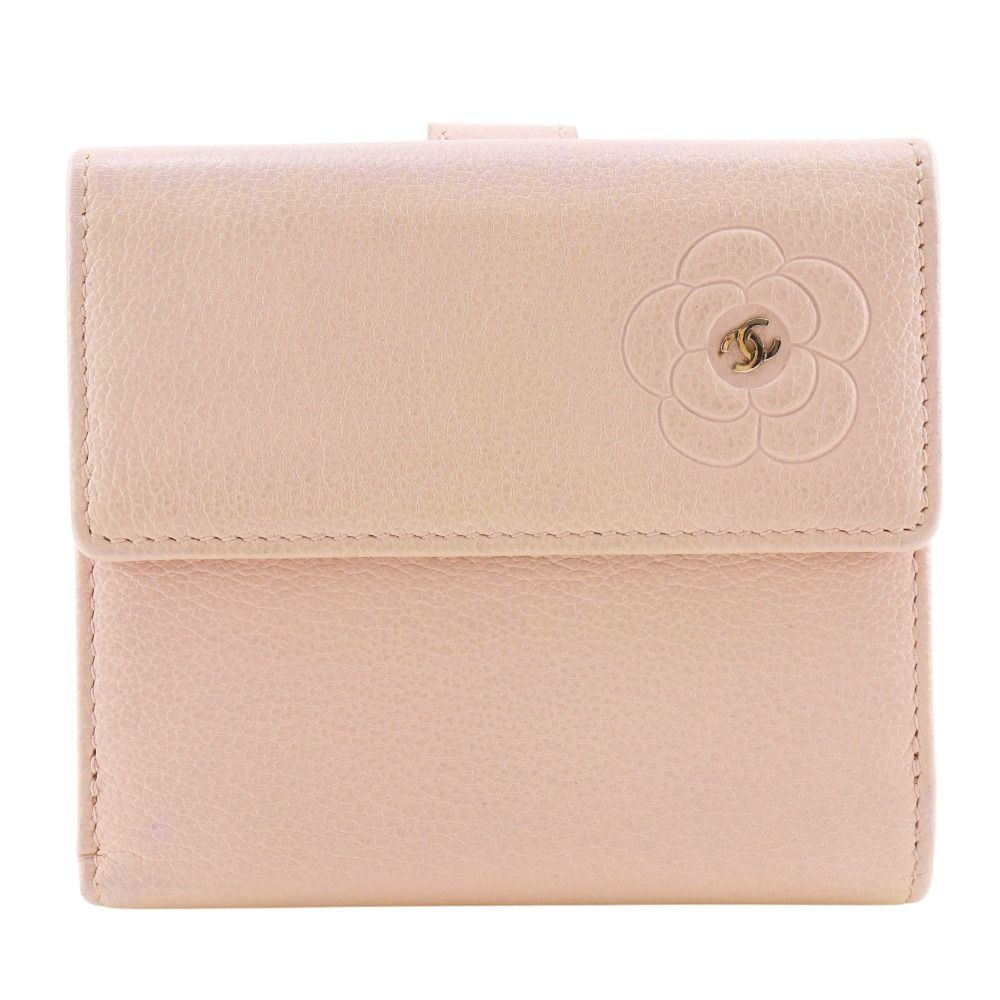 Chanel Camellia Leather Pink Bifold Wallet