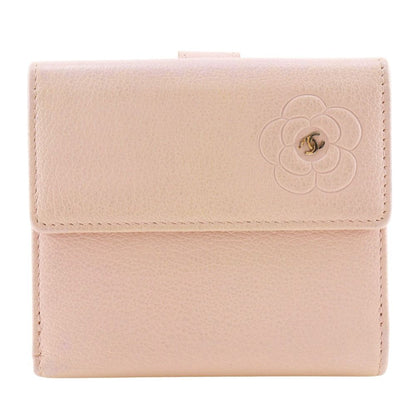 Chanel Camellia Leather Pink Bifold Wallet