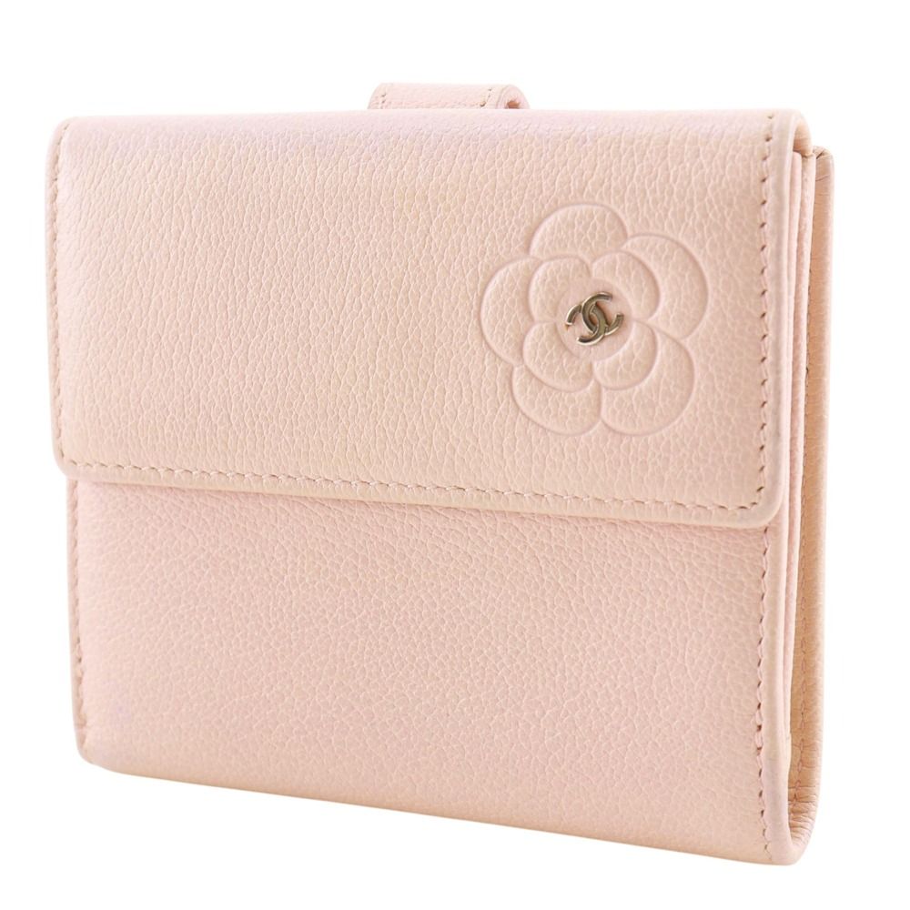 Chanel Camellia Leather Pink Bifold Wallet — view 2