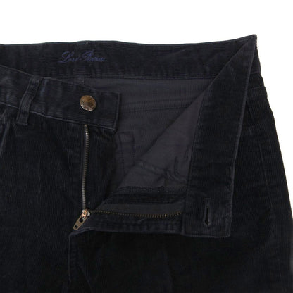 Loro Piana Corduroy Pants Fine Rise 44 Full Length Pleated Navy KB — view 3