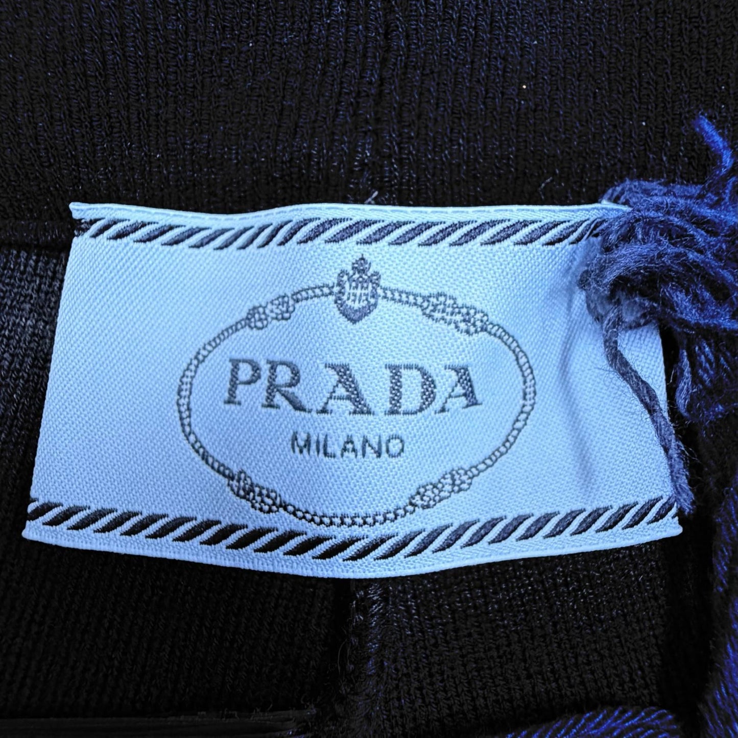 Prada Leather Triangle Plate Logo Knit Pants Leggings 36 Black — view 6