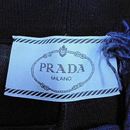 Prada Leather Triangle Plate Logo Knit Pants Leggings 36 Black — view 6